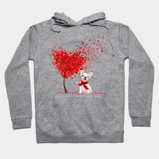 Happy Valentine's Day Heart Tree White French Bulldog Hoodie by TATTOO project